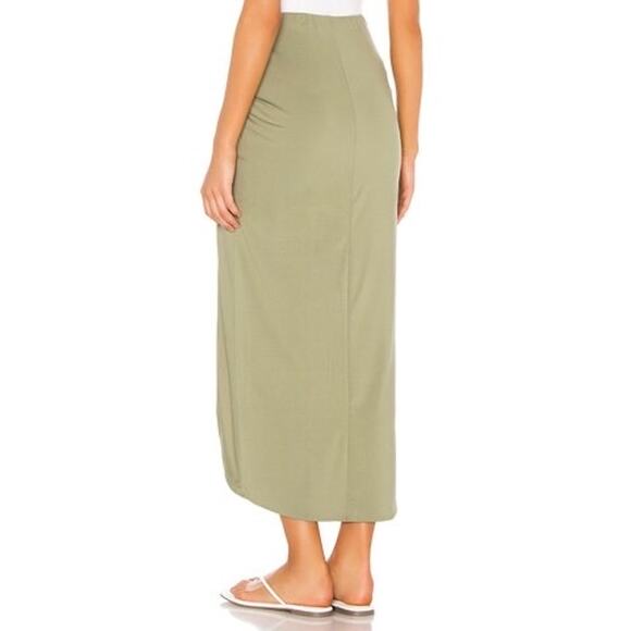 Superdown Marie Midi High Slit Mini Skirt Olive Green Stretchy Size Small - Picture 3 of 11